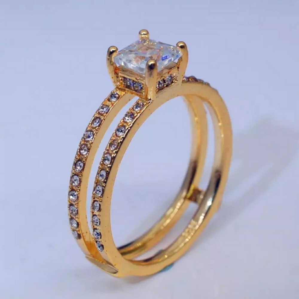 14K gold plate ring, durable simulated diamond - Picture 3 of 4